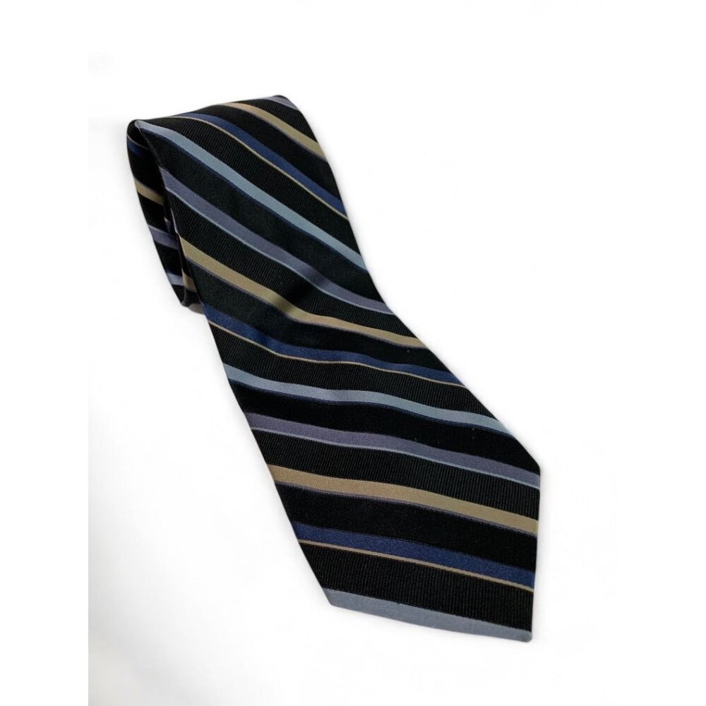 Calvin Klein‎ Mens Silk 61 Inch Necktie Tie Navy Blue Diagonal Stripe